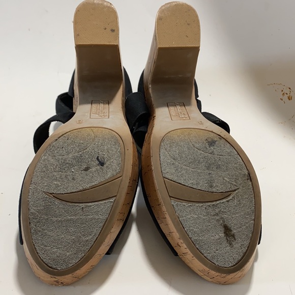 American Eagle Black Strappy Y2K High Wedges 8M XC - Picture 6 of 6